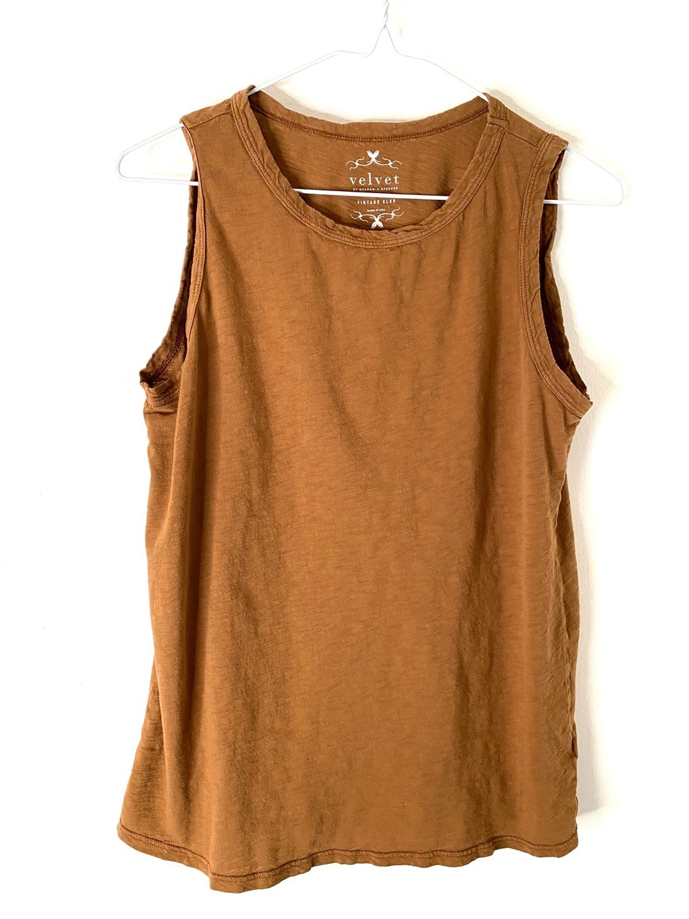 Velvet By Graham & Spencer Vintage Slub Cotton Tank Top Brown